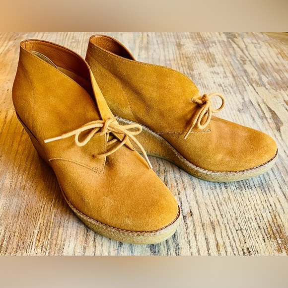 Cole Haan Britt Women's Size 8.5 Shoes Brown Lace Up Chukka Boots Wedge Suede - Picture 5 of 9